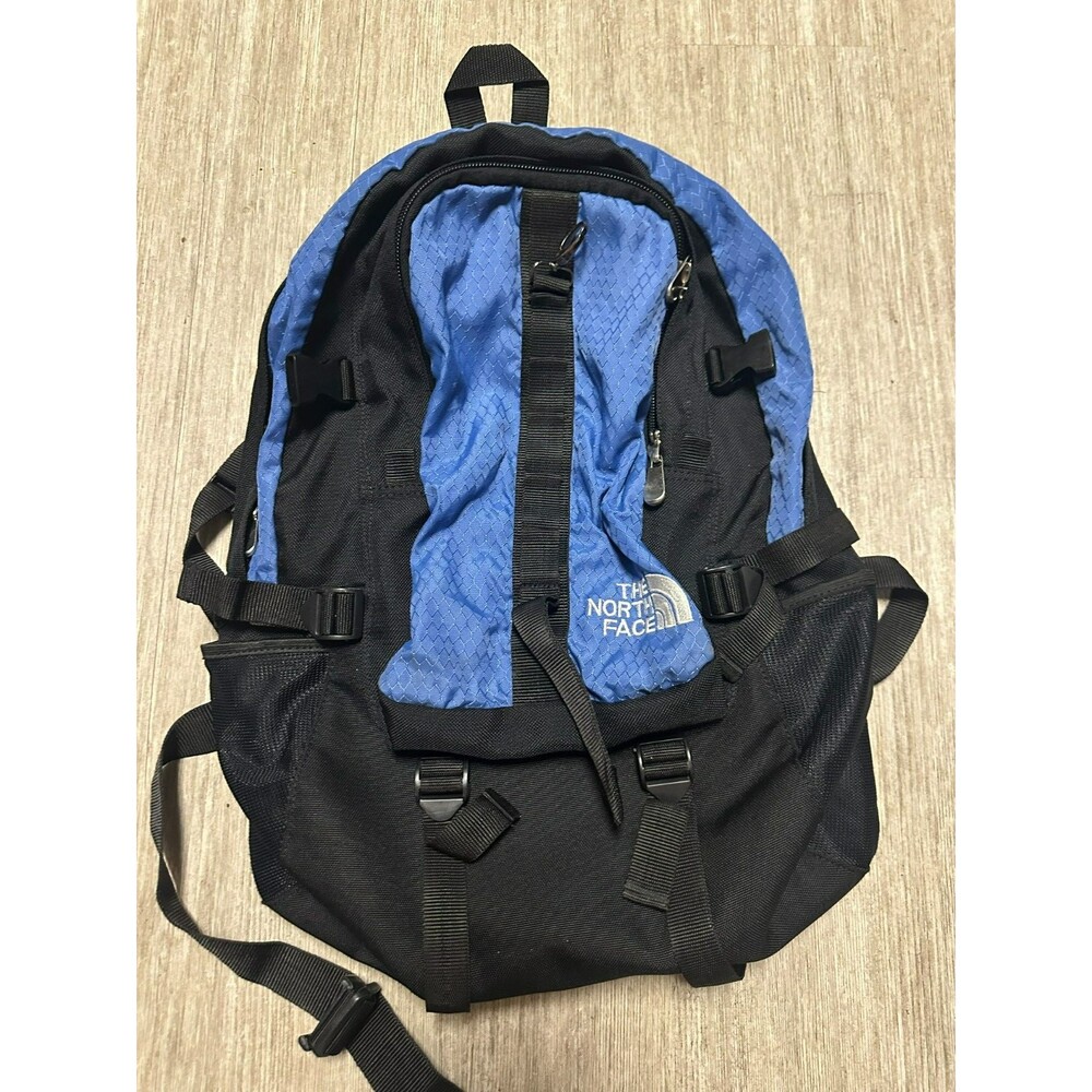 The North Face Backpack Blue Black Y2K 90's Daypack Hiking